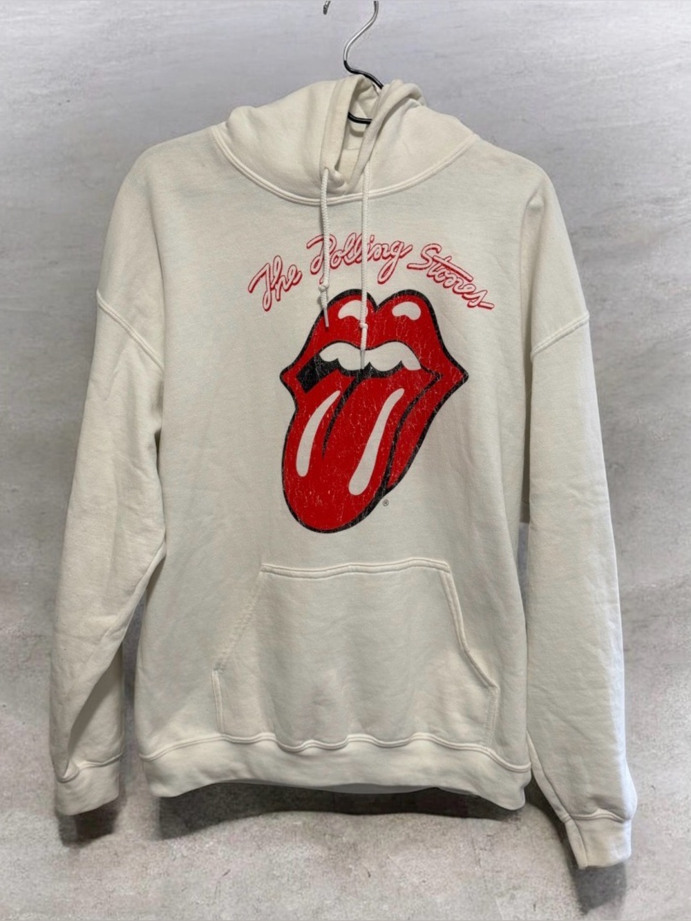 The Rolling Stones Men’s White Hooded Sweatshirt - Large